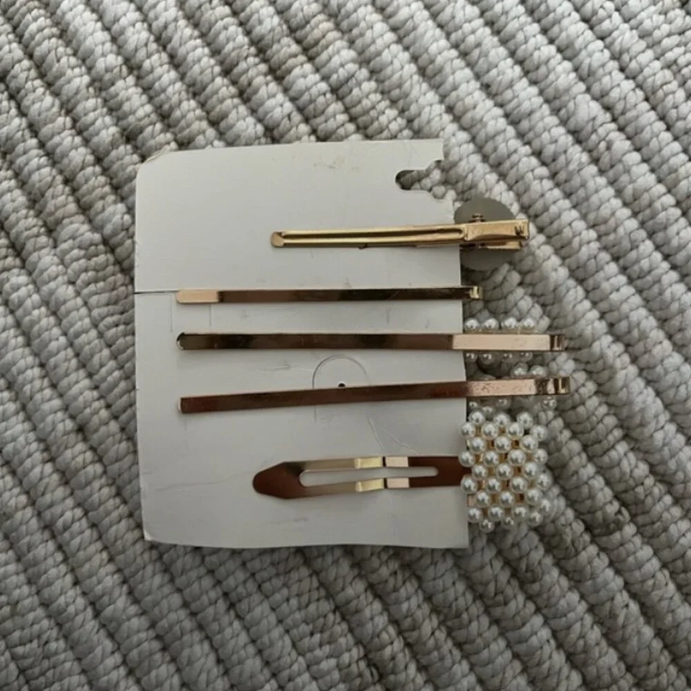Pearls Gold Elegant Geometric Bobby Metal Hair Clips/Pins Set